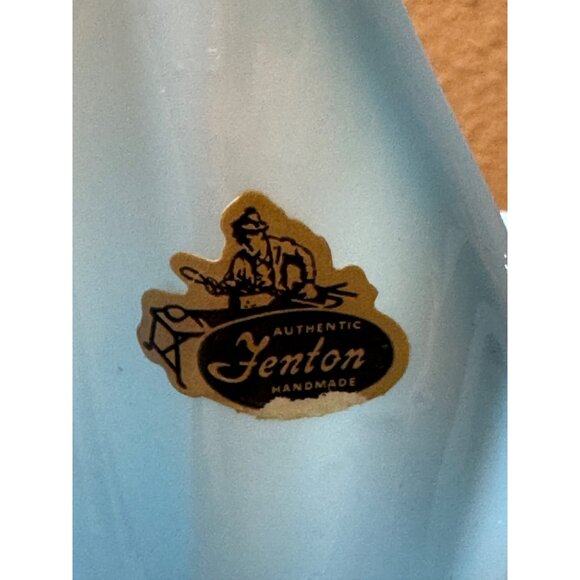 Fenton Blue Slag Hankerchief Ruffled Edge Art Glass Vase - Picture 7 of 8